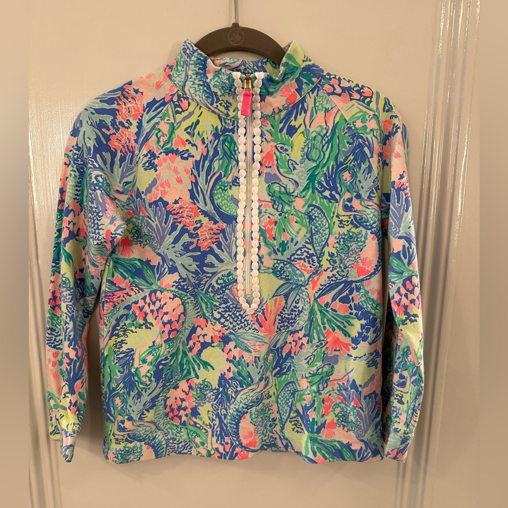 Lilly Pulitzer Girls XL half zip Multicolor Floral cotton/spandex top